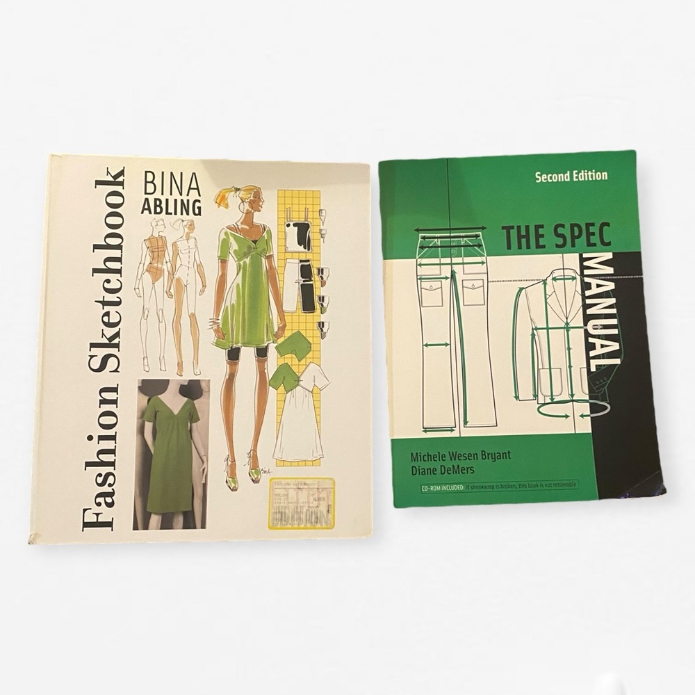 LOT Bina Abling Fashion Sketchbook 5th Ed. and The Spec Manual 2nd Ed. Book Set